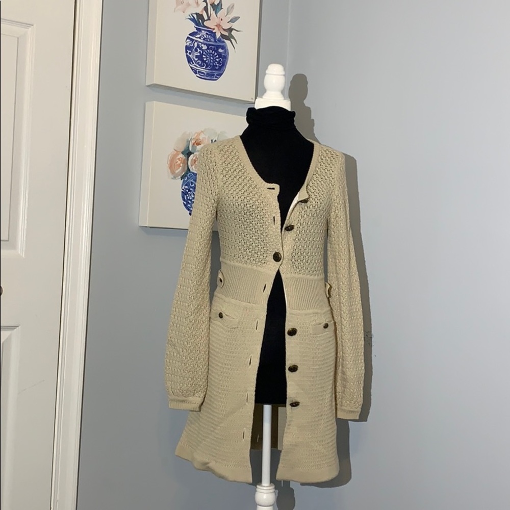 TIBI Beige Sweater Coat Duster